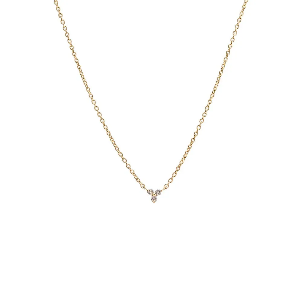 Diamond Mini Trio Cluster Necklace 14K sold by Adina Eden's
