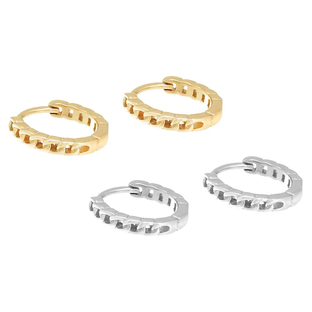 Mini Solid Cuban Chain Huggie Earring sold by Adina Eden's product image thumbnail 4