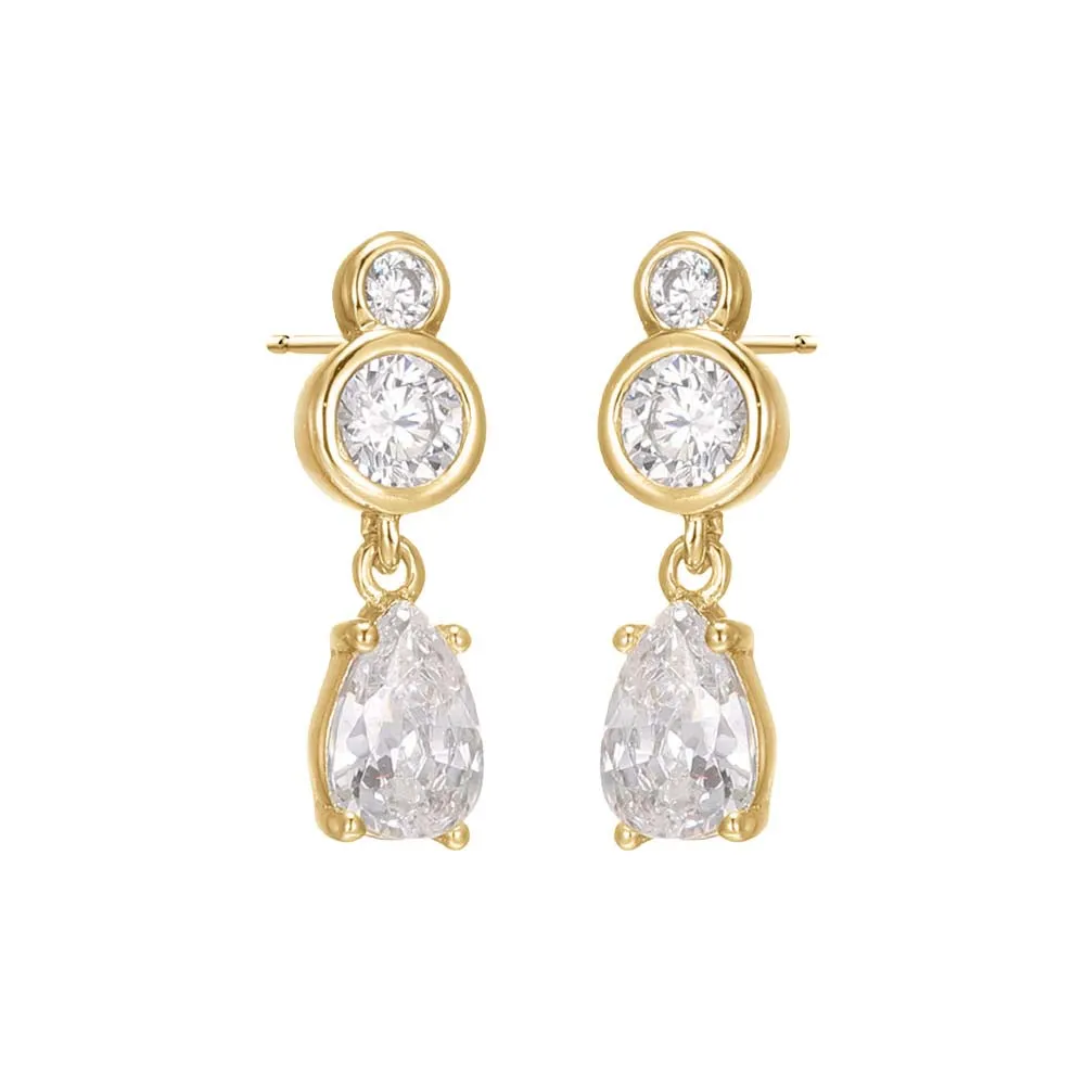 Double CZ Bezel X Teardrop Shaker Stud Earring sold by Adina Eden's