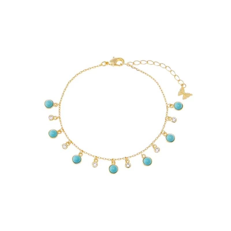 CZ X Turquoise Bezel Shaker Bracelet sold by Adina Eden's