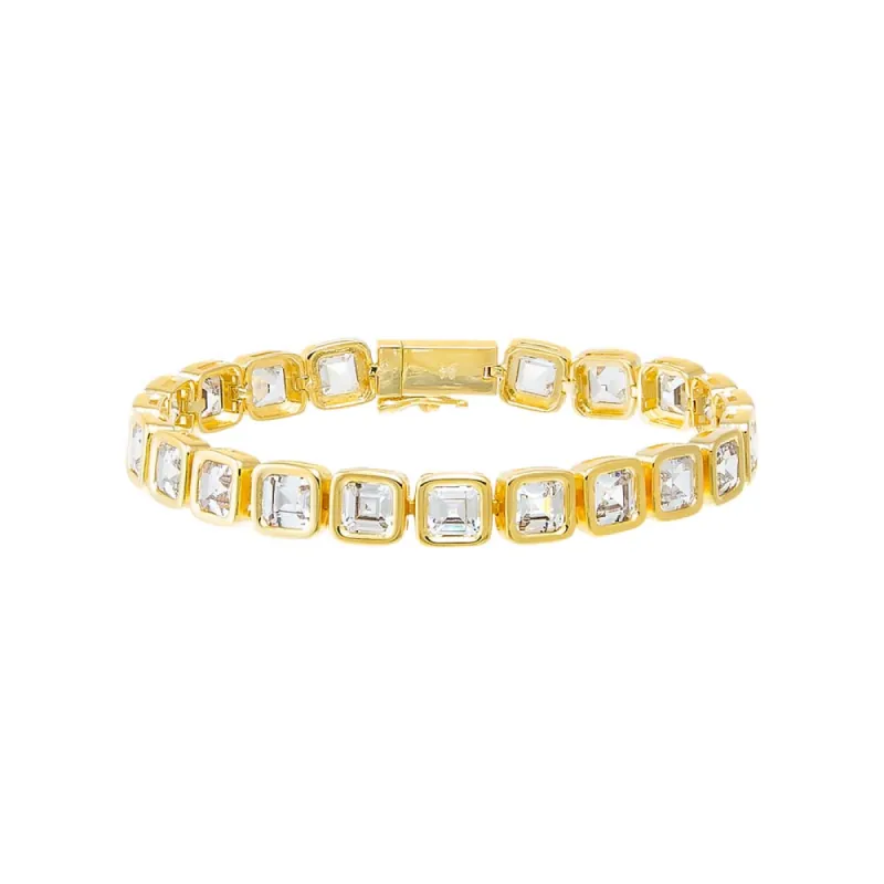 CZ Princess Cut Bezel Tennis Bracelet sold by Adina Eden's