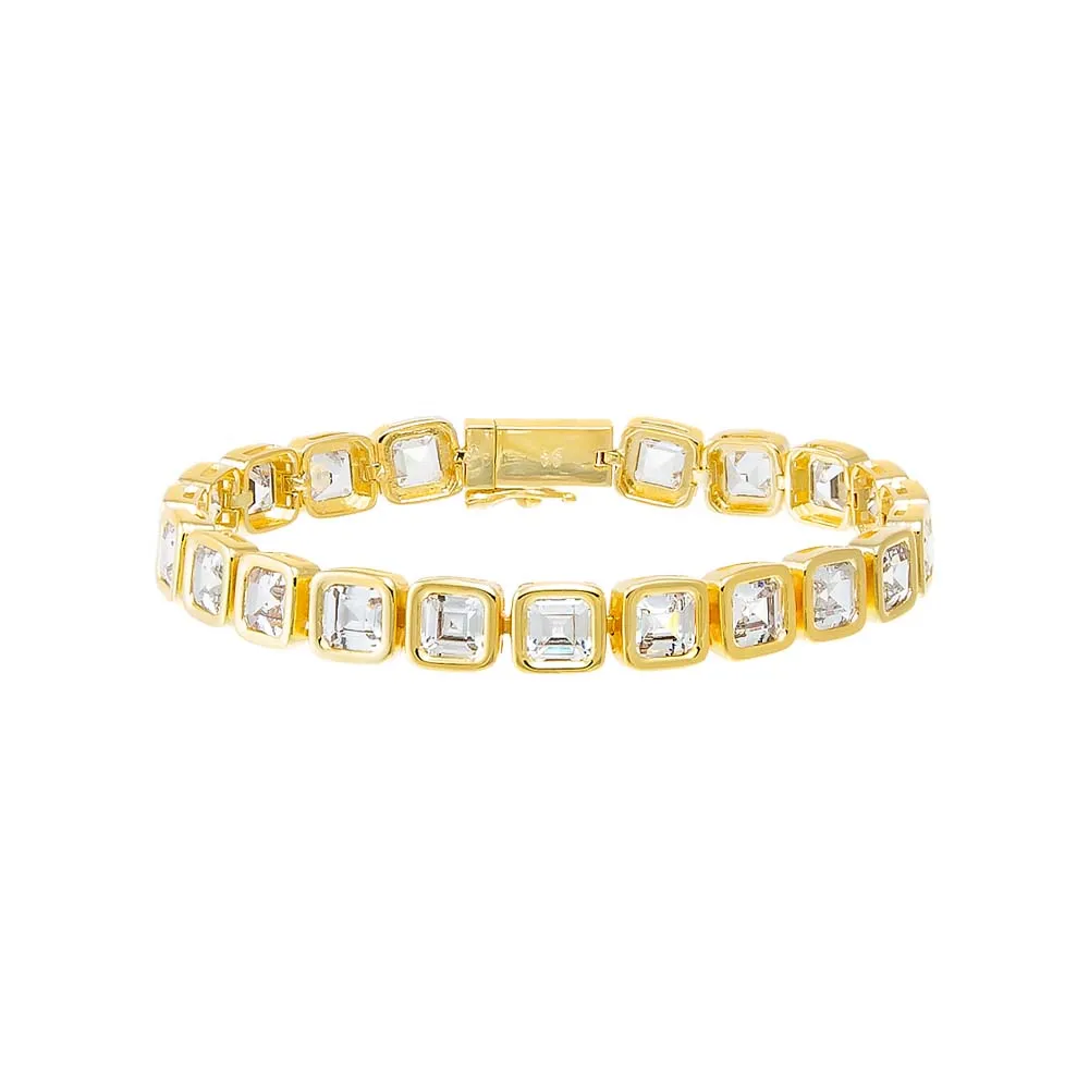 CZ Princess Cut Bezel Tennis Bracelet sold by Adina Eden's