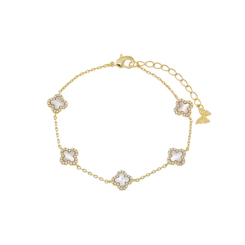 Mini Multi Pave Outlined Colored Clover Bracelet sold by Adina Eden's
