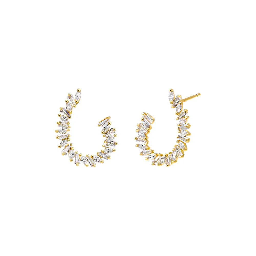 Fancy Scattered Baguette Loop On The Ear Stud Earring sold by Adina Eden's