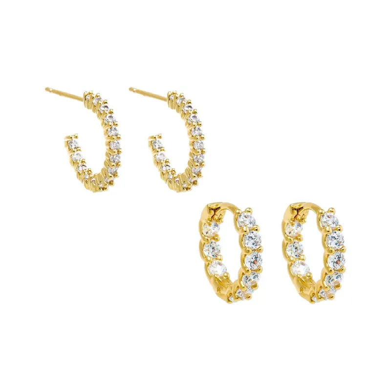 Fancy CZ Tennis Hoop Earring Combo Set sold by Adina Eden's