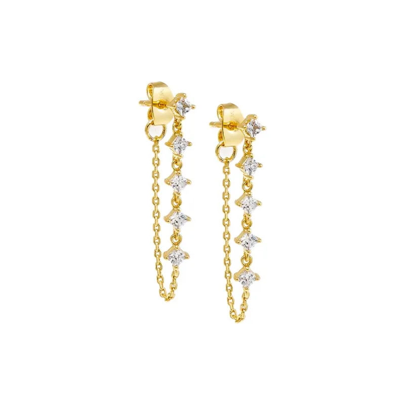 Multi CZ Drop Chain Stud Earring sold by Adina Eden's
