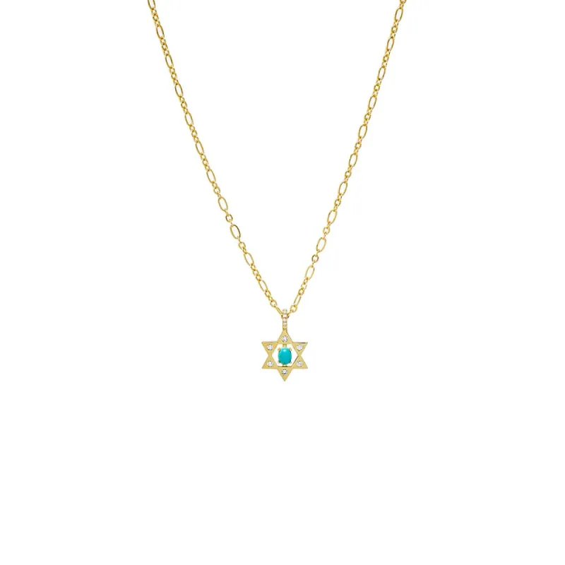 Turquoise Star Of David Pendant Necklace sold by Adina Eden's