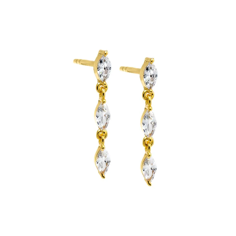 CZ Triple Marquise Drop Stud Earring sold by Adina Eden's