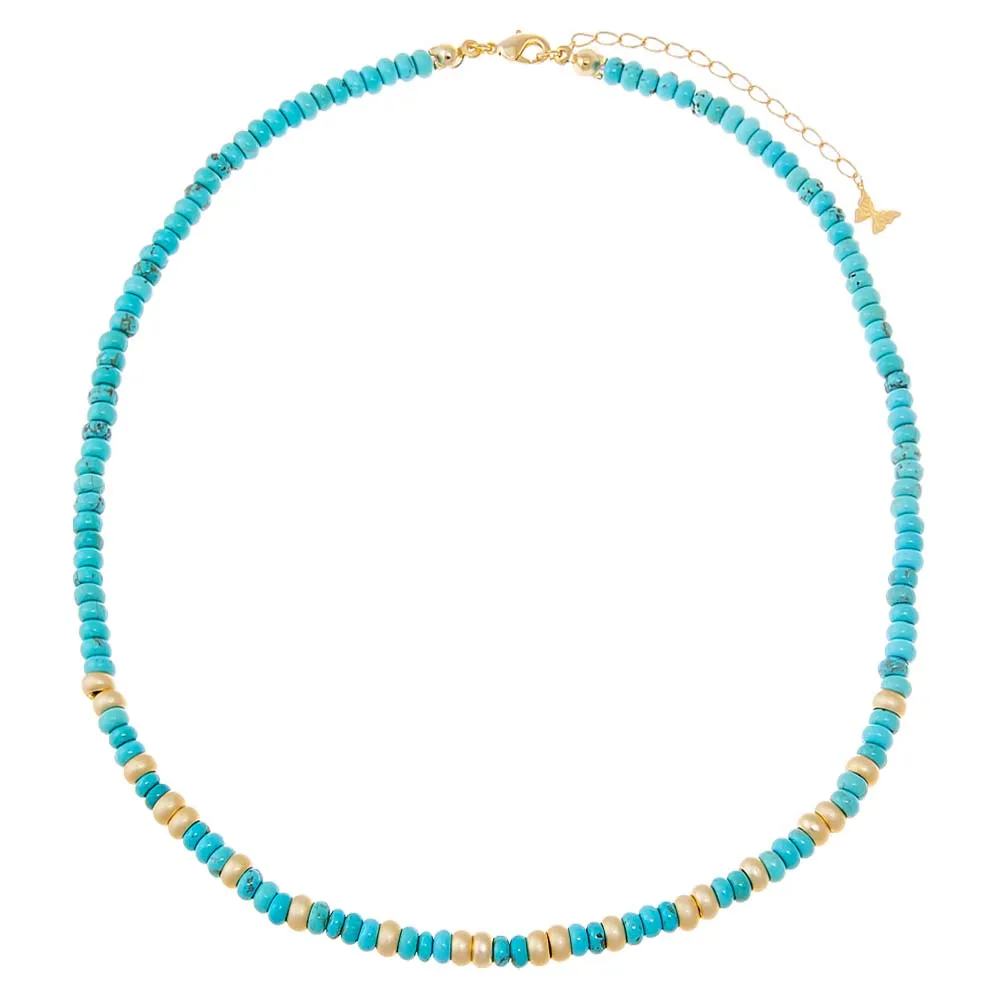 Turquoise Beaded With Gold Accent Choker Necklace sold by Adina Eden's product image thumbnail 2