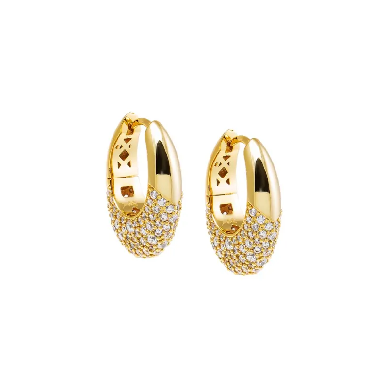 Pave CZ Graduated Huggie Earring sold by Adina Eden's