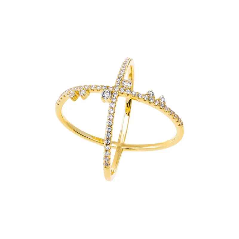 Pave & Scattered CZ X Ring sold by Adina Eden's