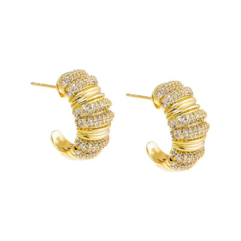 Pave Accented Wide Mini Hoop Earring sold by Adina Eden's