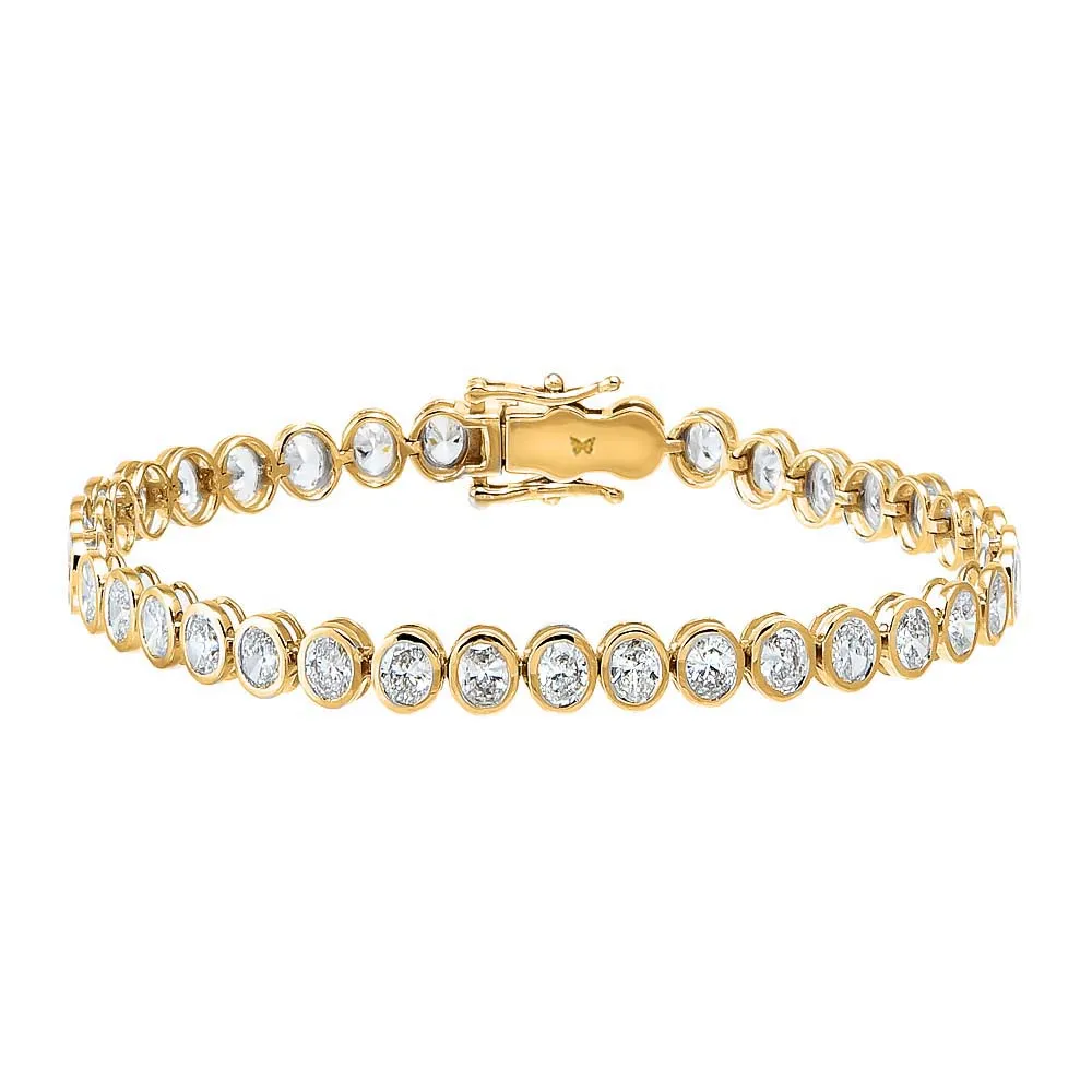 Lab Grown Diamond Oval Bezel Tennis Bracelet 14K sold by Adina Eden's