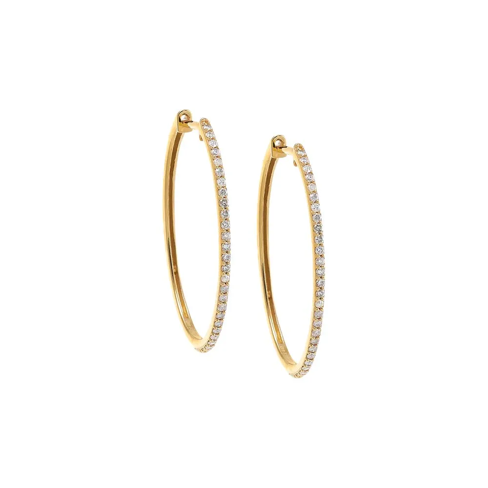 Diamond Pave Oval Hoop Earring 14K sold by Adina Eden's