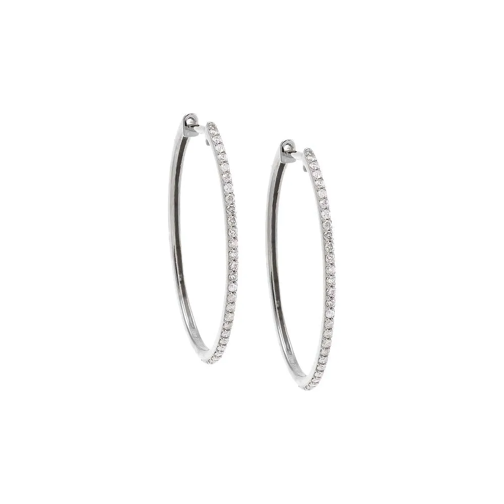 Diamond Pave Oval Hoop Earring 14K sold by Adina Eden's product image thumbnail 2