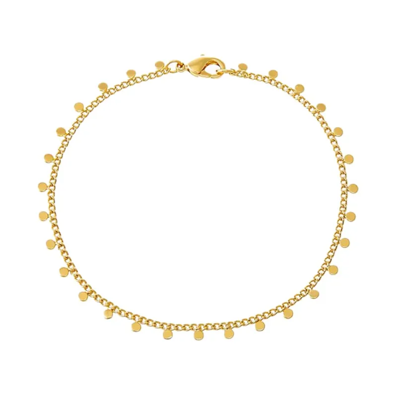 Solid Dangling Discs Cuban Link Anklet sold by Adina Eden's