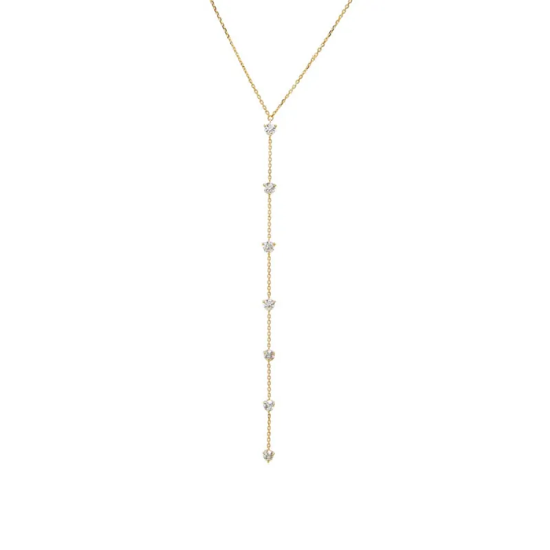 Diamond Scattered Drop Lariat Necklace 14K sold by Adina Eden's