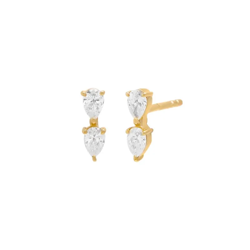 Diamond Double Teardrop Stud Earring 14K sold by Adina Eden's