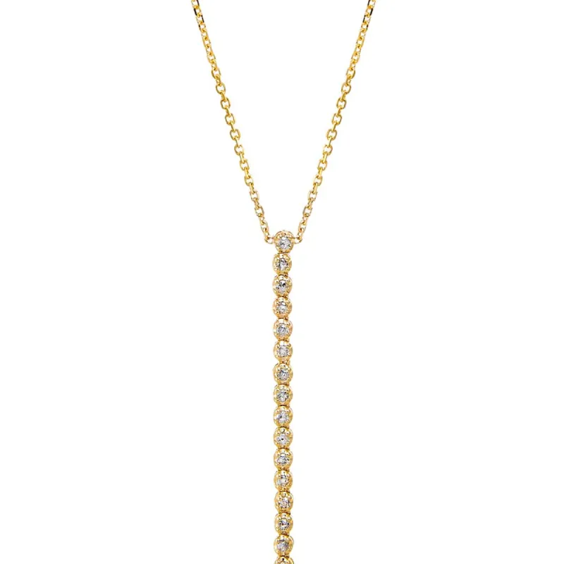 Diamond 1 Carat Tennis Drop Lariat Necklace 14K sold by Adina Eden's