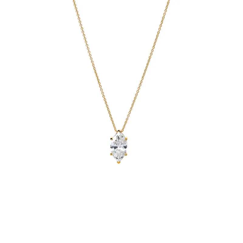 Lab Grown Diamond Marquise Solitaire Necklace 14K sold by Adina Eden's