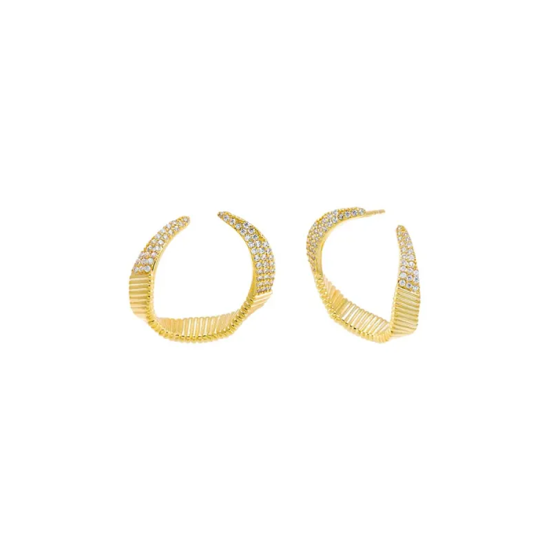 Pave Curved On The Ear Stud Earring sold by Adina Eden's