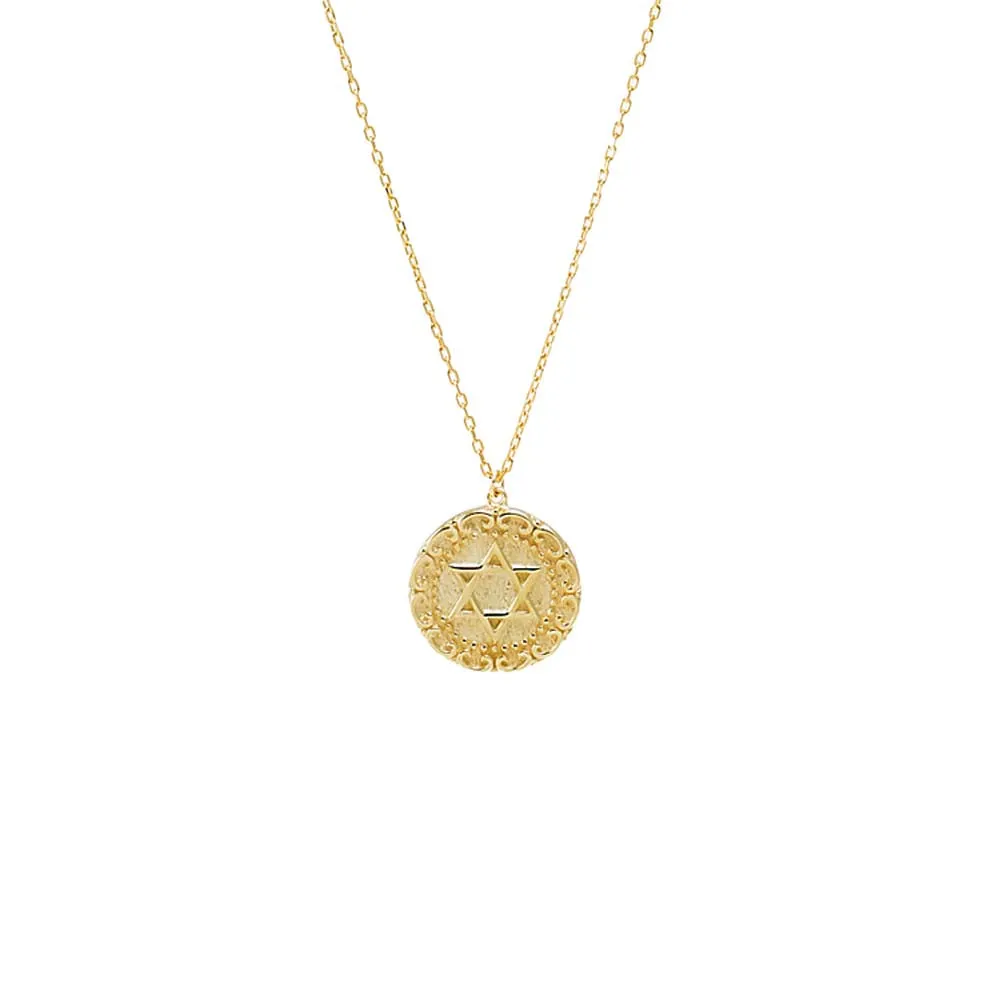 Solid Star Of David Coin Pendant Necklace sold by Adina Eden's