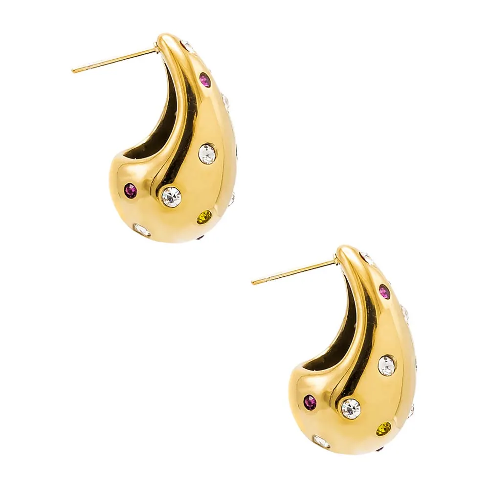 Scattered Multi Color Teardrop Drop Stud Earring sold by Adina Eden's product image thumbnail 3