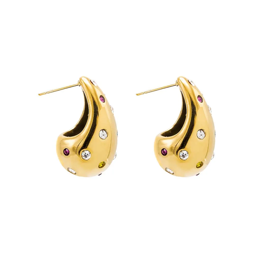 Scattered Multi Color Teardrop Drop Stud Earring sold by Adina Eden's product image thumbnail 4