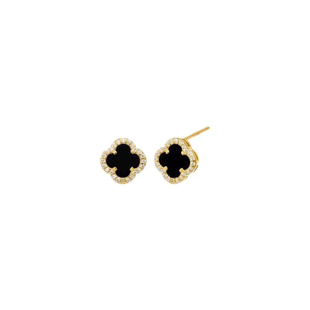 Pave Colored Stone Clover Stud Earring sold by Adina Eden's product image thumbnail 2