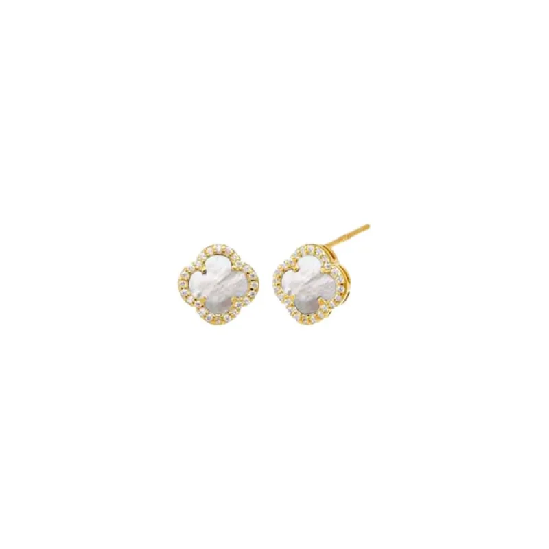 Pave Colored Stone Clover Stud Earring sold by Adina Eden's