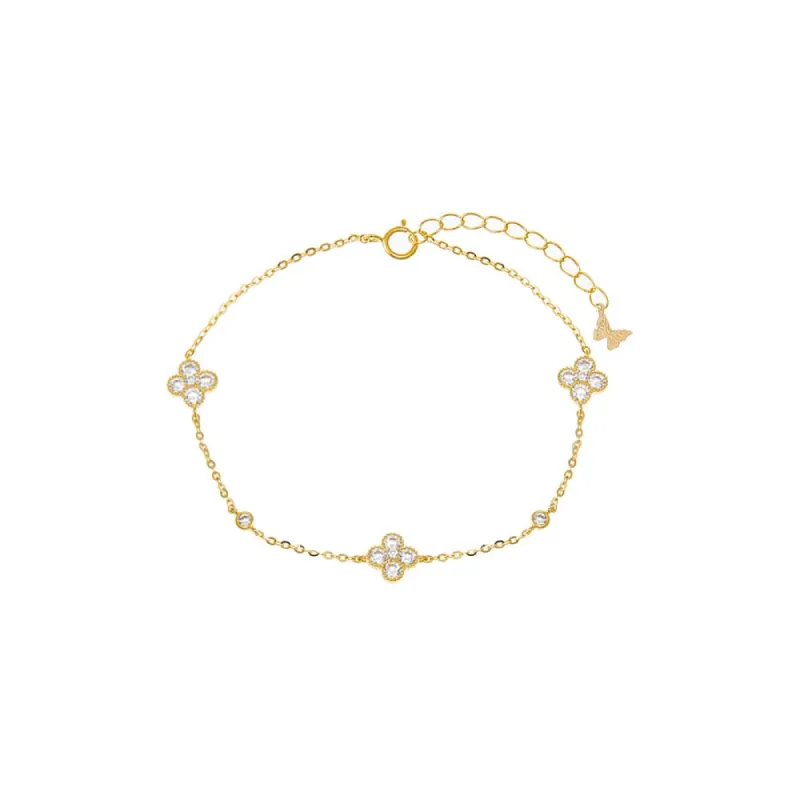 Multi CZ Clover & Bezel Charm Bracelet sold by Adina Eden's