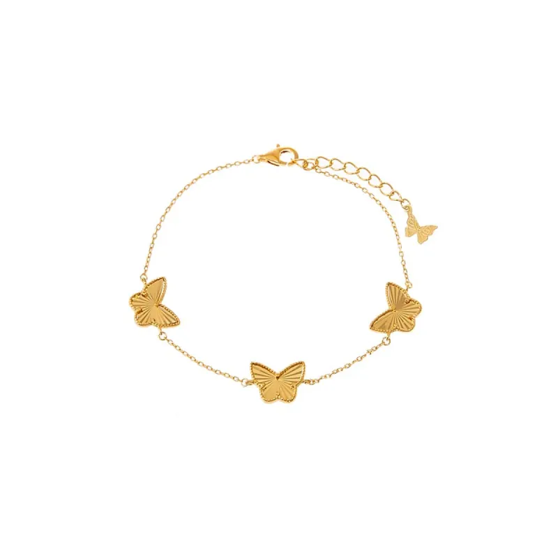 Triple Ridged Butterfly Charm Bracelet sold by Adina Eden's
