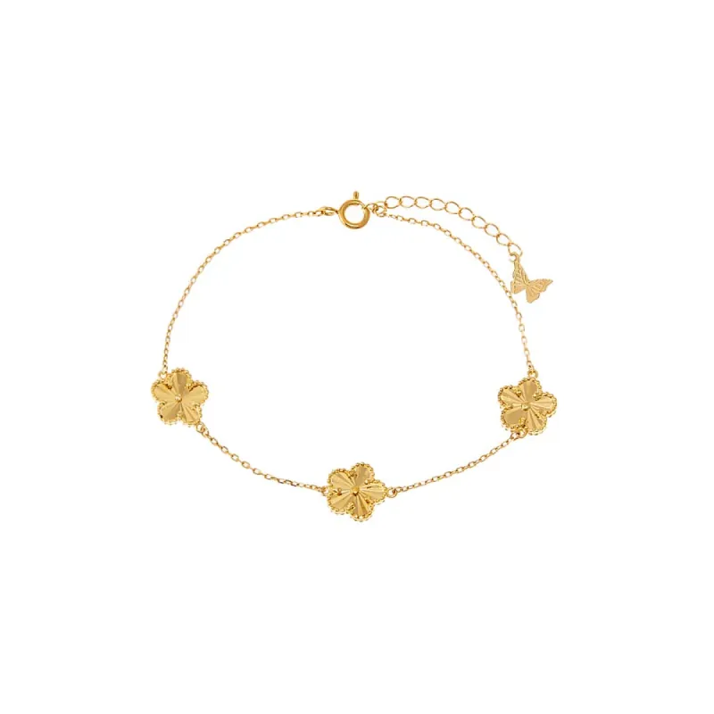 Ridged Triple Ridged Five Leaf Clover Bracelet sold by Adina Eden's