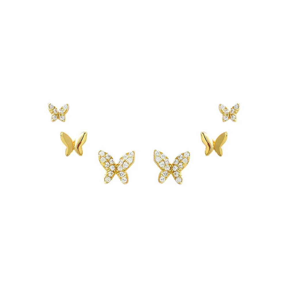 Multi Graduated Butterfly Stud Earring Combo Set sold by Adina Eden's