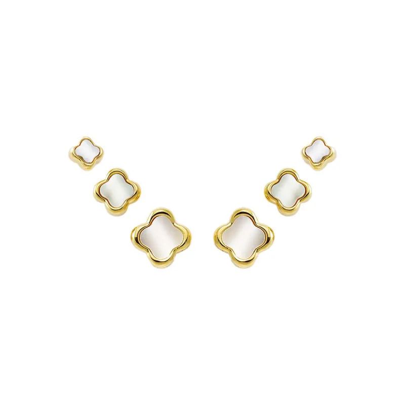 Solid Graduated Clover Stud Earring Combo Set sold by Adina Eden's