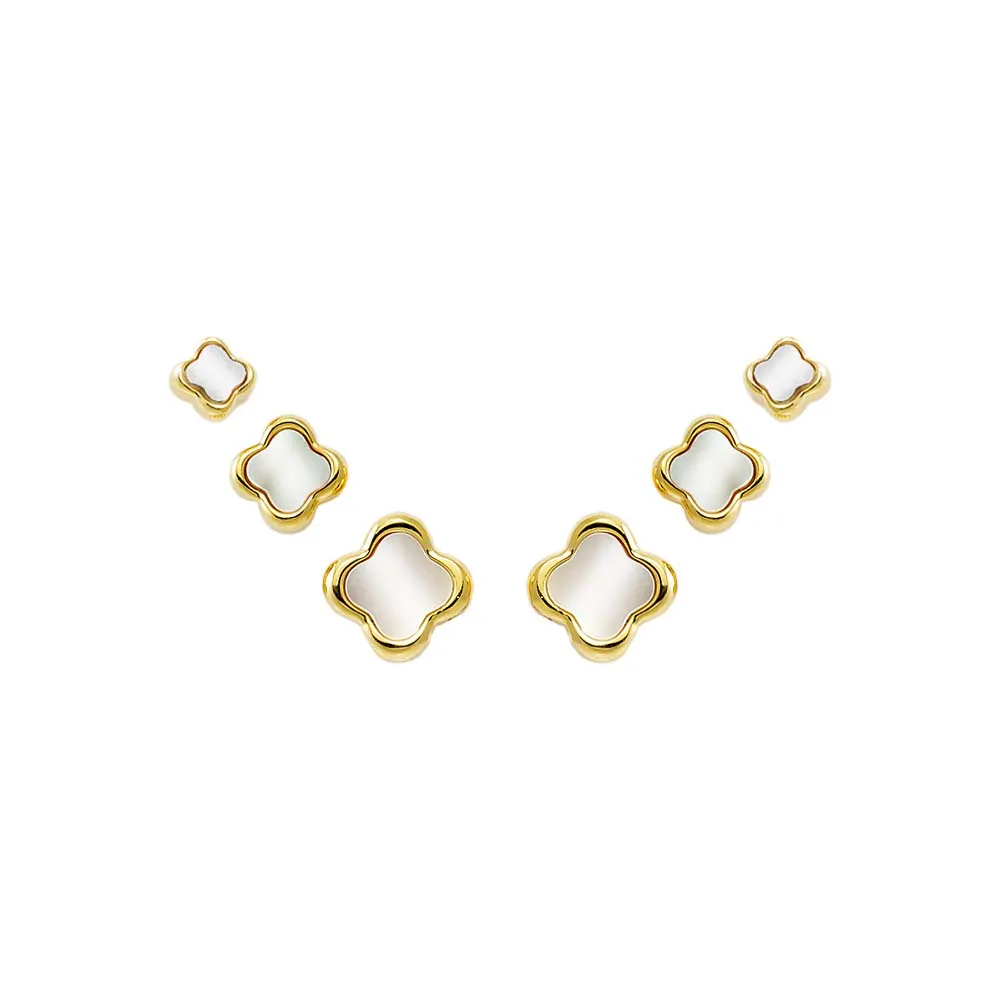 Solid Graduated Clover Stud Earring Combo Set sold by Adina Eden's