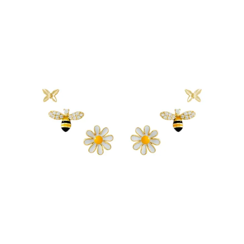 Bees & Flowers Stud Earring Combo Set sold by Adina Eden's
