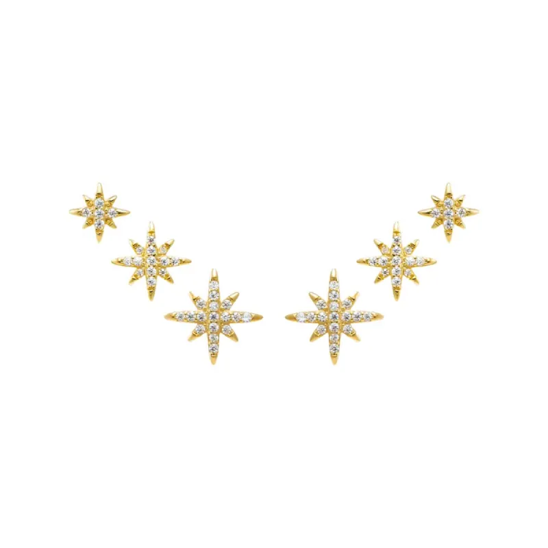 Pave Graduated Starburst Stud Earring Combo Set sold by Adina Eden's