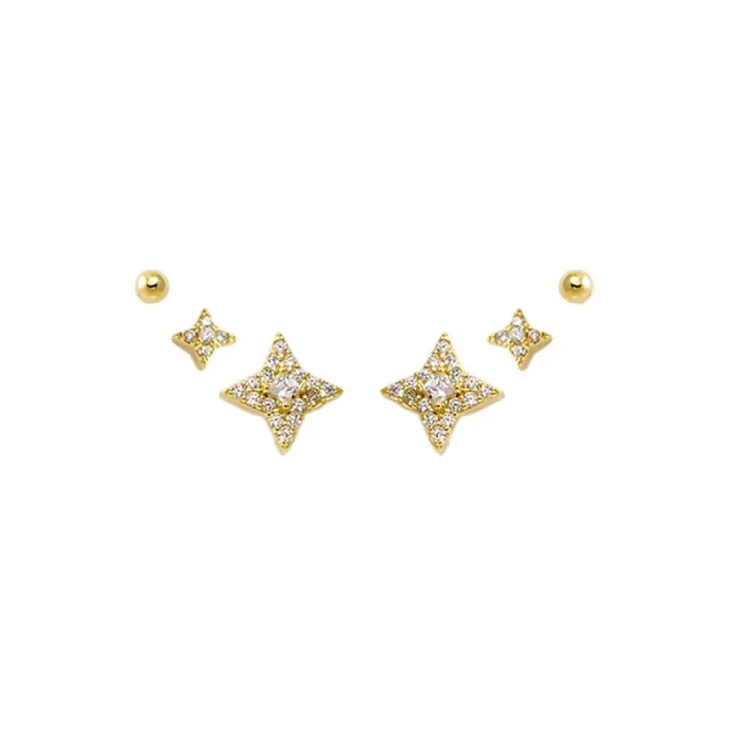 Statement Four Leaf Flower Stud Earring Combo Set sold by Adina Eden's