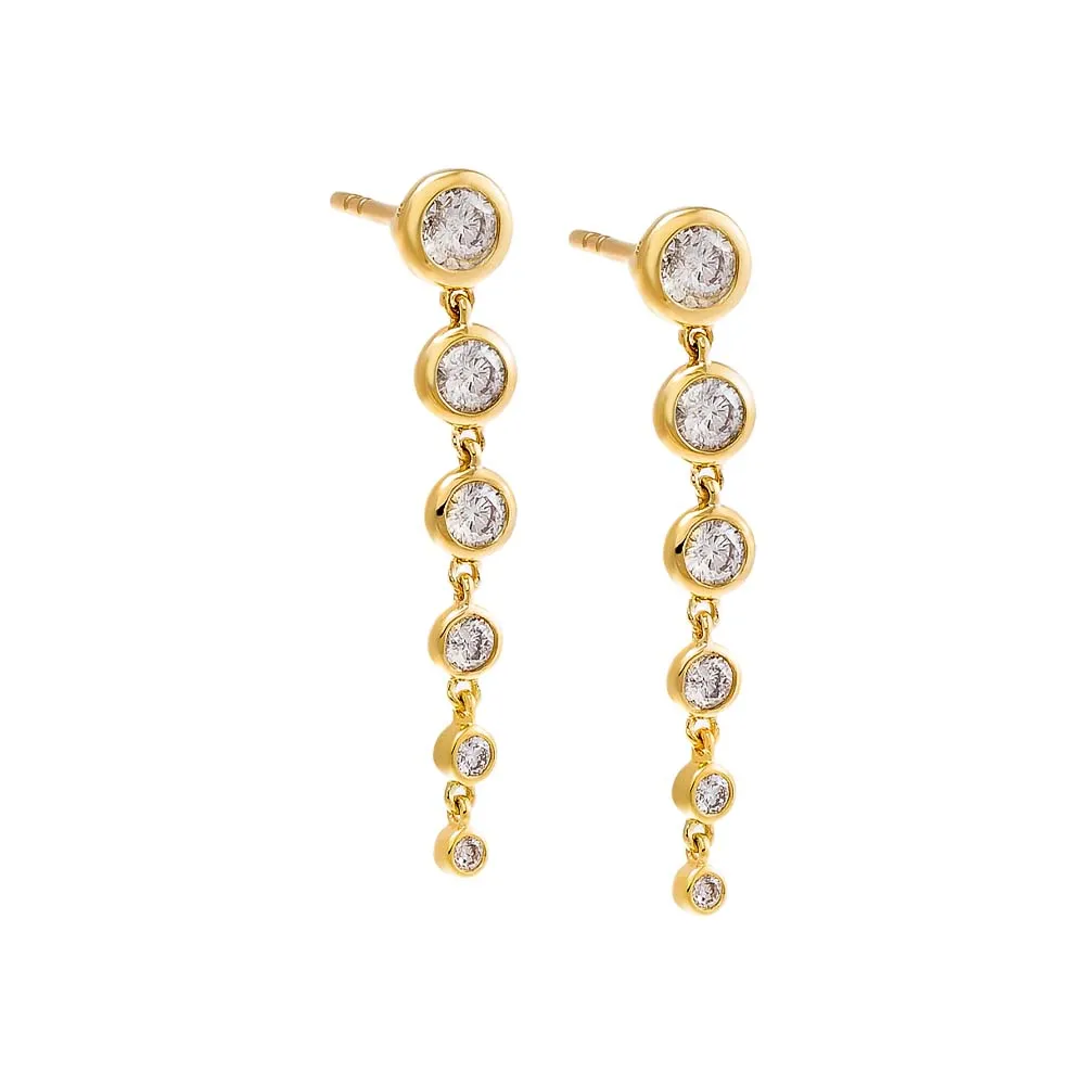 Diamond Bezel Graduated Drop Stud Earring 14K sold by Adina Eden's