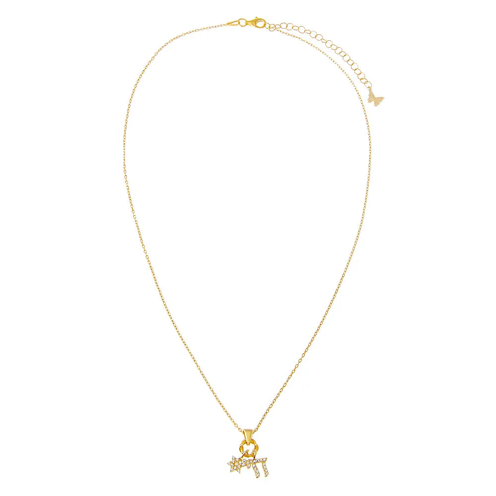 Pave Dangling Jewish Charms Pendant Necklace sold by Adina Eden's product image thumbnail 2