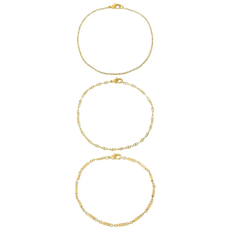 Dainty X Bay Mariner Chain Anklet Combo Set sold by Adina Eden's
