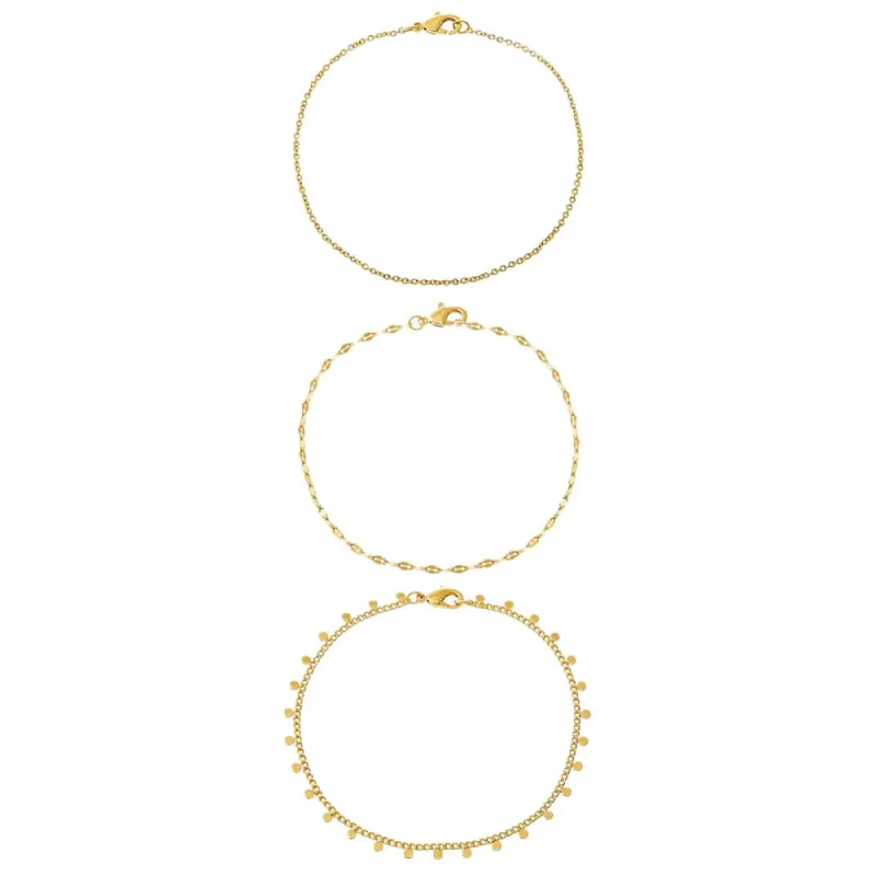 Dainty X Dangling Discs Chain Anklet Combo Set sold by Adina Eden's