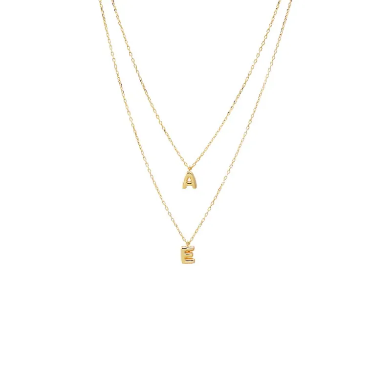 Solid Double Bubble Initial 2 In 1 Necklace sold by Adina Eden's