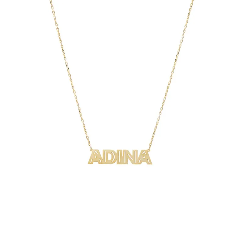 Solid Cutout Nameplate Necklace sold by Adina Eden's