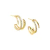Diamond Solid/Pave Open Hoop Earring 14K sold by Adina Eden's