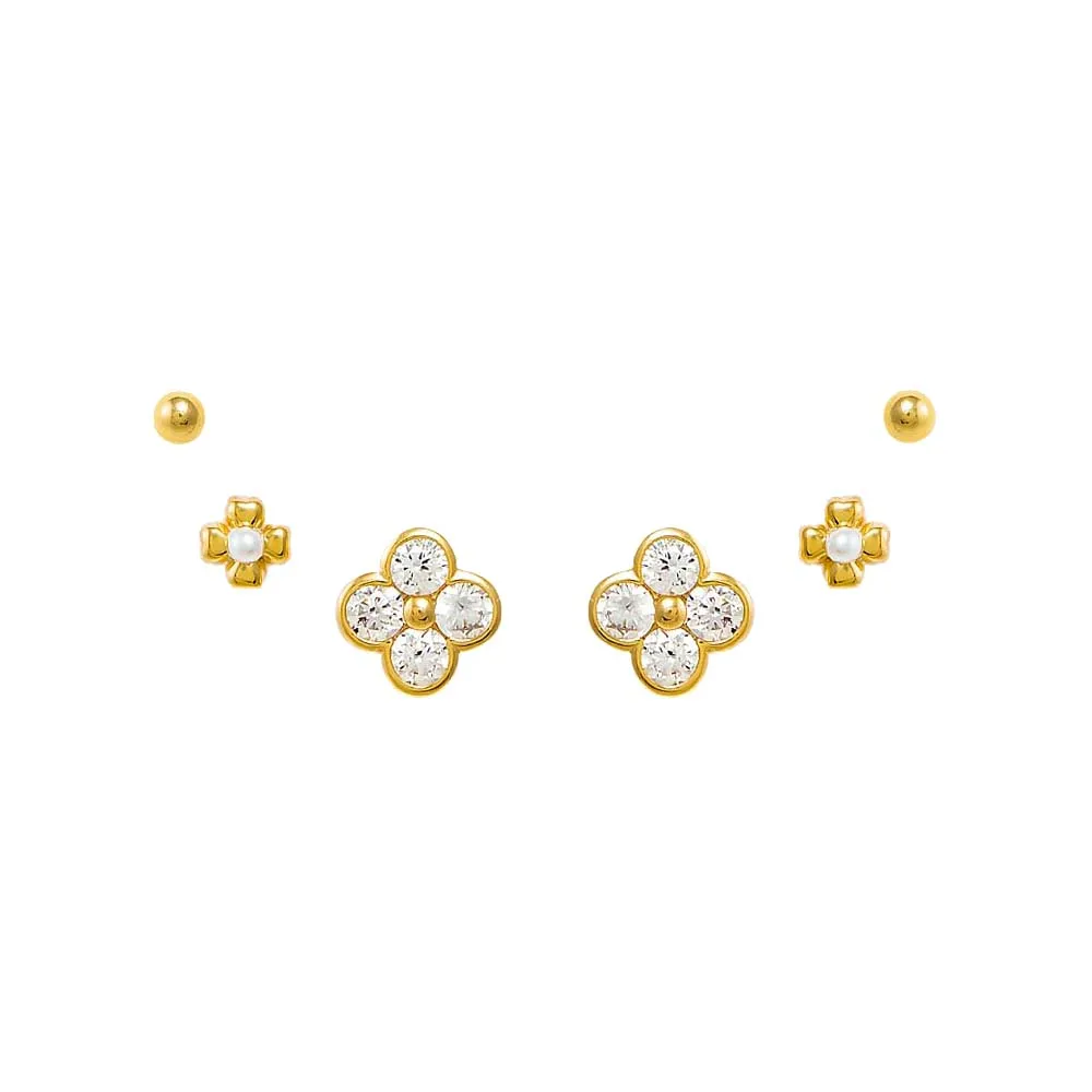 Diamond Multi Clover Stud Earring Combo Set 14K sold by Adina Eden's
