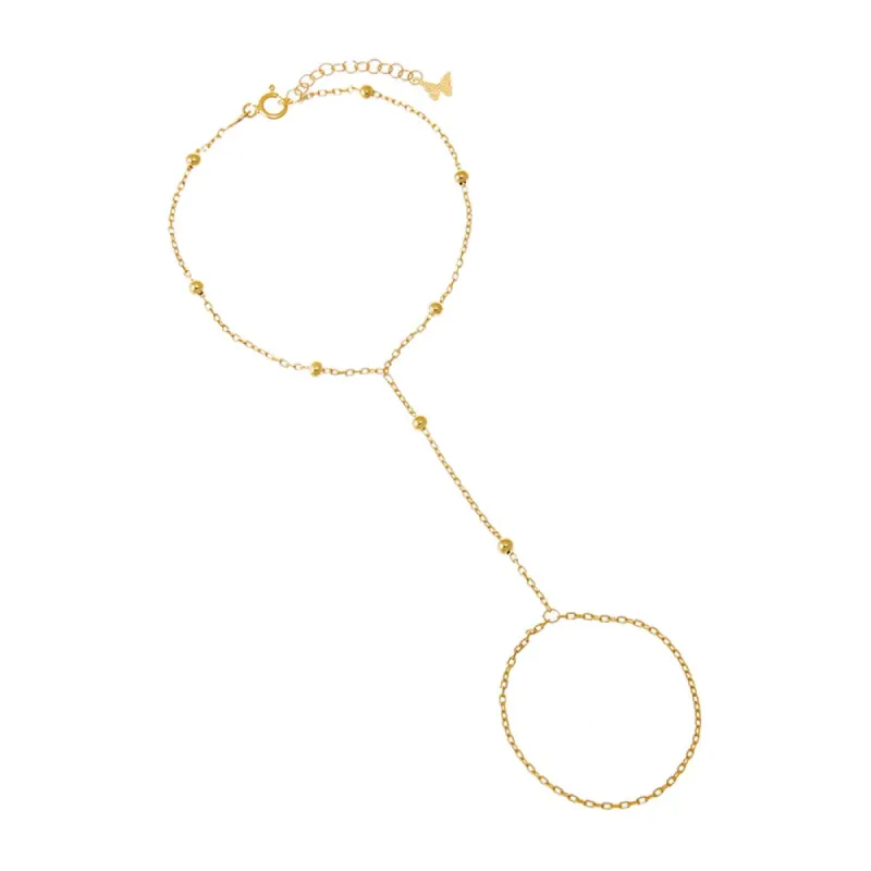 Solid Dainty Beaded Ball Hand Chain Bracelet sold by Adina Eden's