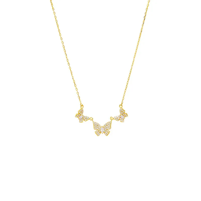 Diamond Triple Pave Butterfly Necklace 14K sold by Adina Eden's