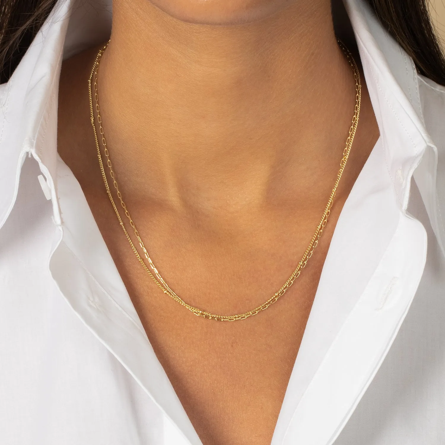 Two In One Double Baby Chain Necklace sold by Adina Eden's product image thumbnail 2